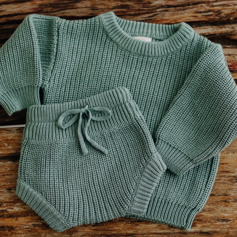 Chunky Knit Sweater & Shorts Bundle | Soft 100% Cotton Baby Knit Set ...