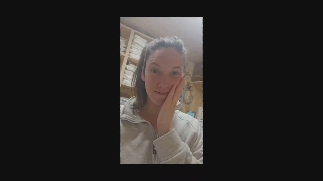 video of Little Raine Drops personalising a cotton knit pearl romper and white sweatshirt for a marriage proposal